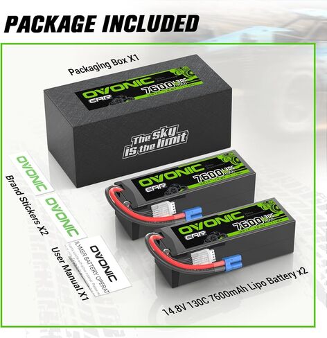 OVONIC 4S LiPo Battery 7600mAh 14.8V 130C RC Battery with EC5 Connector in Saudi Arabia