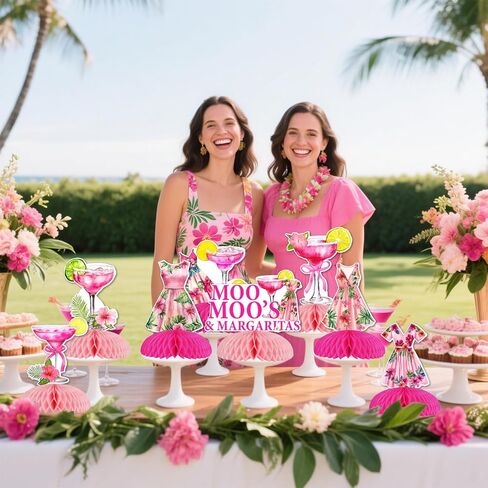 Funmemoir Margaritas Birthday Party Decorations - 8PCS Moo Moos and Margaritas Honeycomb Centerpieces, Cocktail Theme Party Table Decorations for Women Birthday Bridal Shower in Saudi Arabia