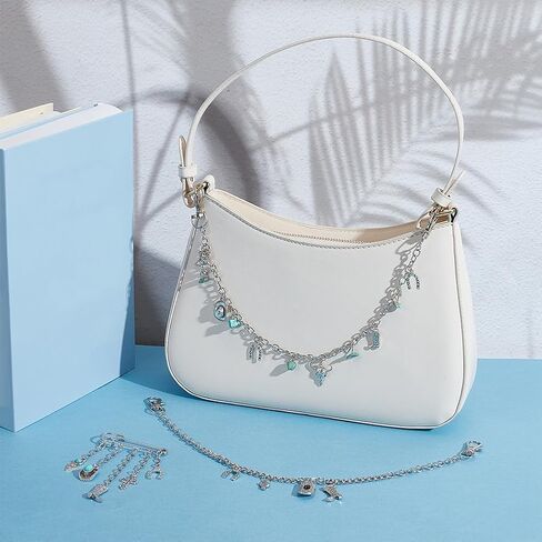 PLIGREAT 4 Styles Turquoise Purse Charm Chains, 12.5 Inch Trouser Chains Replacement Extension Chain for Women Western Cowboy Boots Keychain Bullhead Bag Charms for Handbag Wallet Crossbody in Saudi Arabia