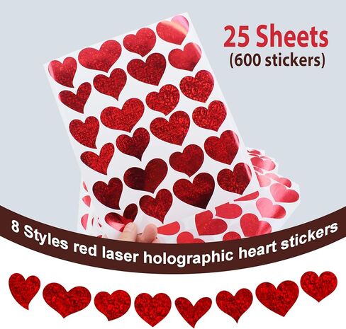 8 تصميمات لملصقات قلب ثلاثية الأبعاد، 600 قطعة مقاس 1.5 بوصة، ملصقات عيد الحب للأطفال باللون الأحمر اللامع، أختام مظروف مدرسي لمكافآت الفصل الدراسي، ملصقات تزيين هدايا عيد ميلاد الزفاف لعيد الأم in Saudi Arabia