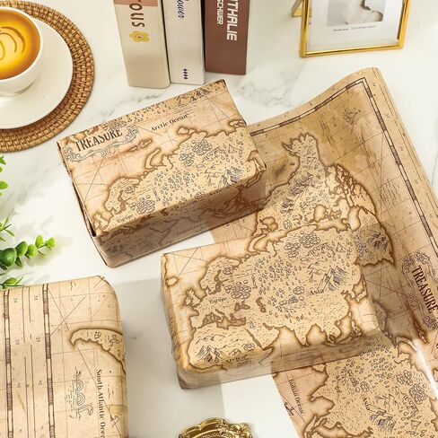 AnyDesign Vintage World Map Wrapping Paper - Mini Roll - 17 In x 32.8 Ft Brown Explore Treasure Map Gift Wrap Paper for DIY Crafts Birthday Holiday Party Supplies in Saudi Arabia