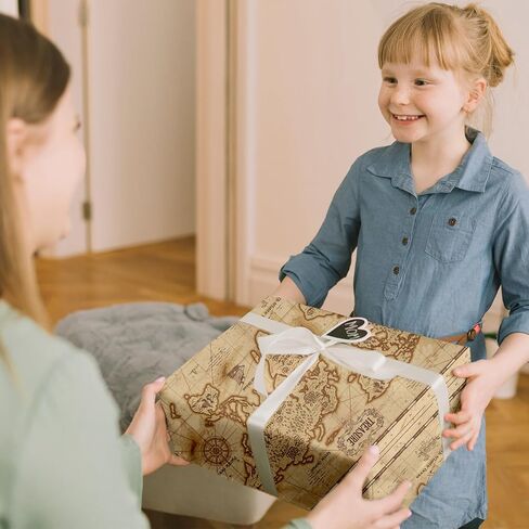 AnyDesign Vintage World Map Wrapping Paper - Mini Roll - 17 In x 32.8 Ft Brown Explore Treasure Map Gift Wrap Paper for DIY Crafts Birthday Holiday Party Supplies in Saudi Arabia