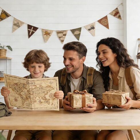 AnyDesign Vintage World Map Wrapping Paper - Mini Roll - 17 In x 32.8 Ft Brown Explore Treasure Map Gift Wrap Paper for DIY Crafts Birthday Holiday Party Supplies in Saudi Arabia