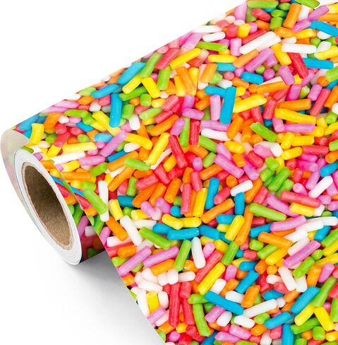 WRAPAHOLIC Sprinkles Funny Wrapping Paper Roll - Mini Roll - 17 Inch x 16.5 Feet - Colorful Ice Cream Sprinkles Wrapping Paper for Kids Boys Girls Birthday, Baby Shower, Mothers Day, Fathers Day in Saudi Arabia
