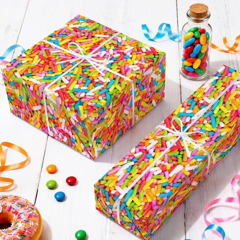 WRAPAHOLIC Sprinkles Funny Wrapping Paper Roll - Mini Roll - 17 Inch x 16.5 Feet - Colorful Ice Cream Sprinkles Wrapping Paper for Kids Boys Girls Birthday, Baby Shower, Mothers Day, Fathers Day in Saudi Arabia