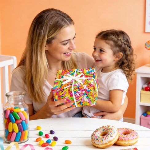 WRAPAHOLIC Sprinkles Funny Wrapping Paper Roll - Mini Roll - 17 Inch x 16.5 Feet - Colorful Ice Cream Sprinkles Wrapping Paper for Kids Boys Girls Birthday, Baby Shower, Mothers Day, Fathers Day in Saudi Arabia