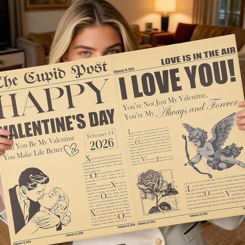 RUSPEPA 10 Sheets Kraft Newspaper Valentine's Day Flower Wrapping Paper, Vintage Romantic Black Cupid Post Design, Kraft Floral Bouquet Gift Wrap for Florist Supply, Wedding, Anniversary, DIY in Saudi Arabia