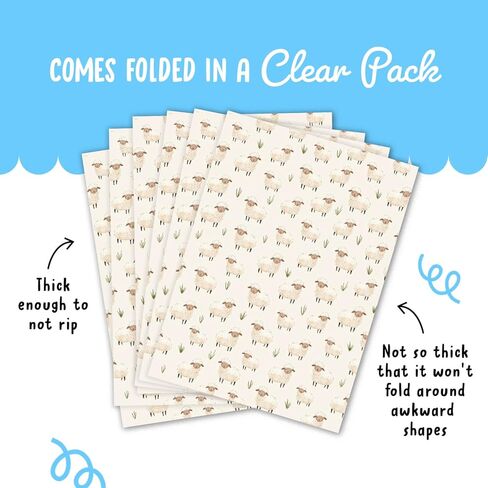 CENTRAL 23 Farm Animal Wrapping Paper - Sheep - 6 Sheets Of Gift Wrap For Kids Baby Boy Girl - Wrapping Paper For Birthday Baby Shower Baptism - Comes With Stickers in Saudi Arabia