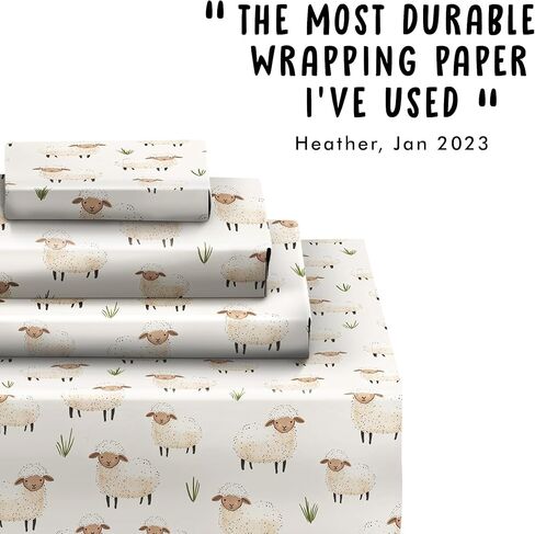 CENTRAL 23 Farm Animal Wrapping Paper - Sheep - 6 Sheets Of Gift Wrap For Kids Baby Boy Girl - Wrapping Paper For Birthday Baby Shower Baptism - Comes With Stickers in Saudi Arabia