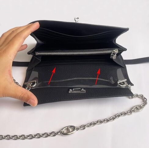 Conversion Kit for Kelly Wallet Constance Long Wallet Insert With Chain Kelly wallet Strap Insert Gift For Her (Silver) in Saudi Arabia