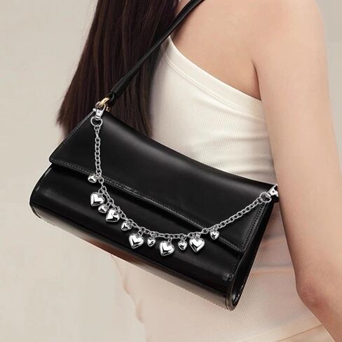 Heart Purse Charms Chain for Handbag Heart Purse Extender Replacement Chain Bag Handles for Purses Crossbody Handbag Shoulder Bag Accessories in Saudi Arabia