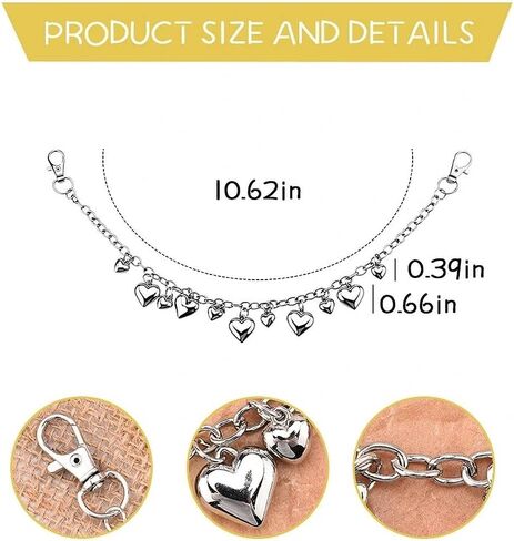 Heart Purse Charms Chain for Handbag Heart Purse Extender Replacement Chain Bag Handles for Purses Crossbody Handbag Shoulder Bag Accessories in Saudi Arabia