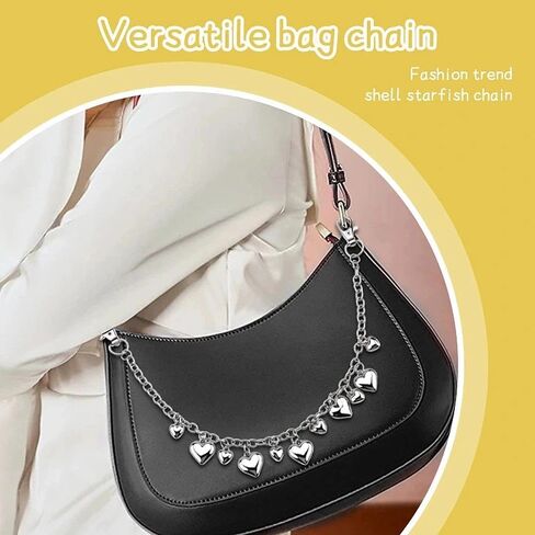 Heart Purse Charms Chain for Handbag Heart Purse Extender Replacement Chain Bag Handles for Purses Crossbody Handbag Shoulder Bag Accessories in Saudi Arabia