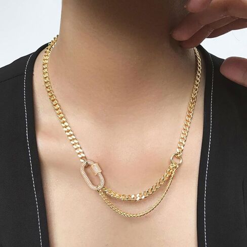 2PCS Necklace Clasp Rhinestone Oval Screw Carabiner Lock Charms Clasps Shortener Bracelet Keychain Necklace Sweater Pendant for Decoration Jewelry Crafts Making in Saudi Arabia