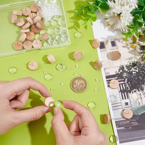 UNICRAFTALE 30 Sets Earring Studs Maple Wood Stud Earrings Cabochon DIY Blank Dome Stud Earring Making Kit Burlywood Stud Earring Making Accessories with Cabochons for DIY Earring Jewelry Making in Saudi Arabia