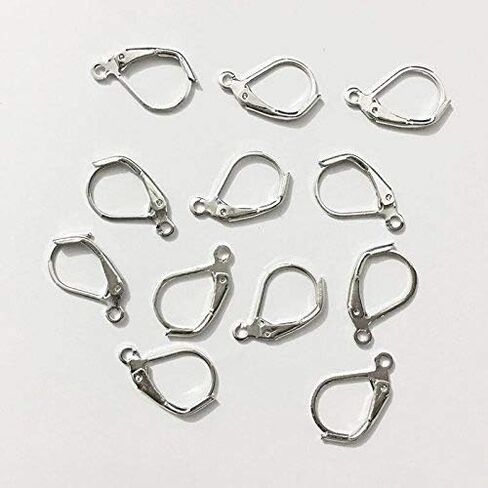 100PCS French Earring Hook Ear Wire Lever Back Open Loop DIY Jewelry Findings (Rhodium Plated) in Saudi Arabia