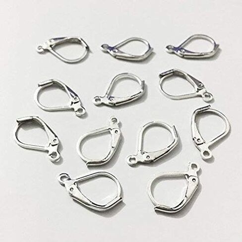 100PCS French Earring Hook Ear Wire Lever Back Open Loop DIY Jewelry Findings (Rhodium Plated) in Saudi Arabia