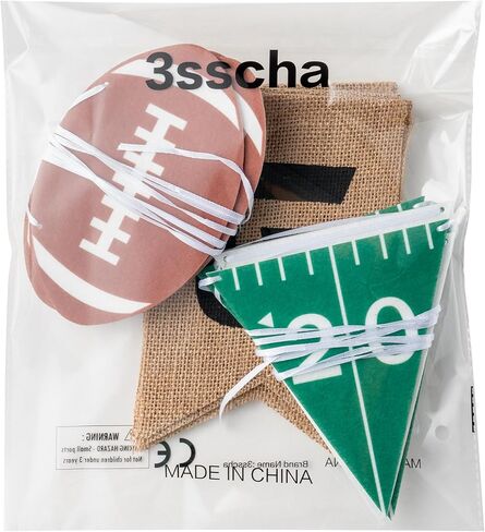 Football Burlap & Felt Banners - NO DIY 3pcs Football Banner Game Time Yard Line Hanging Decoration Sports Rustic Bunting Flag Photo Prop for Baby Shower Game Day Birthday Party Supplies in Saudi Arabia