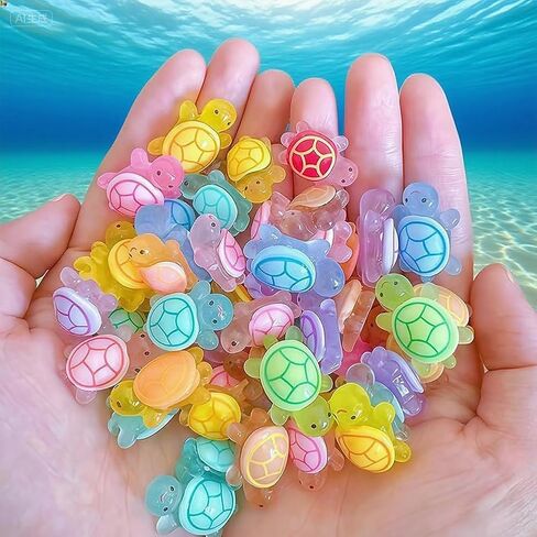 50-Pack Glow in The Dark Sea Turtle Figurines - Luminous Resin Mini Decor for DIY Crafts & Home Display in Saudi Arabia