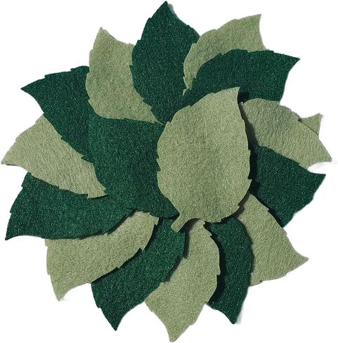 Precut Felt Leaf Embellishments – 50 Green Felt Leaves for Scrapbooking, Cardmaking, DIY Crafts, Home Décor, Wreaths, and Seasonal Decorations – Made in USA in Saudi Arabia