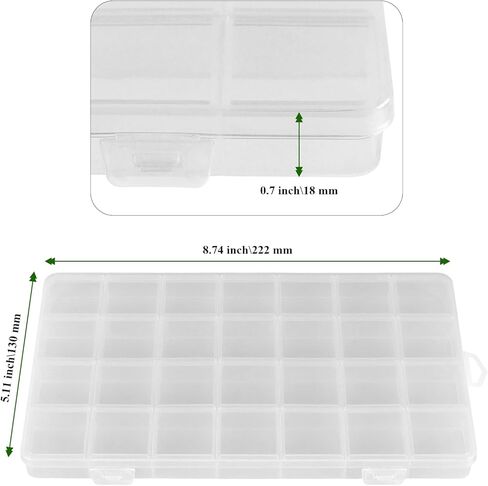20PCS 28 Grids Clear Plastic Organizer Box with Fixed Dividers for Beads, Fishing Tackles & Small Parts Storage (7.9x6.2x1.2in) in Kuwait