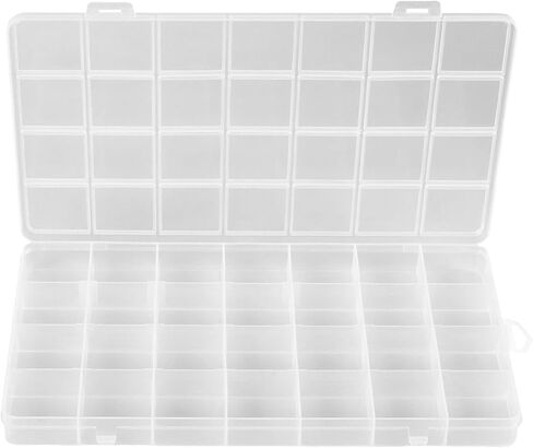 20PCS 28 Grids Clear Plastic Organizer Box with Fixed Dividers for Beads, Fishing Tackles & Small Parts Storage (7.9x6.2x1.2in) in Kuwait