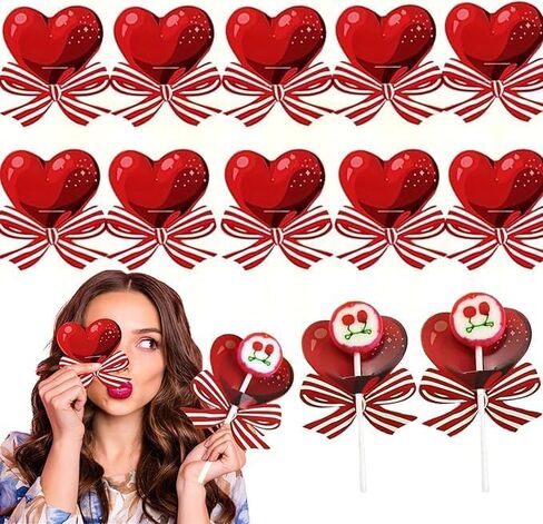 100pcsValentine's Day Decor Heart Lollipop Paper Card Valentine's Day Holiday Party Wedding Lollipop Candy Decoration in Saudi Arabia
