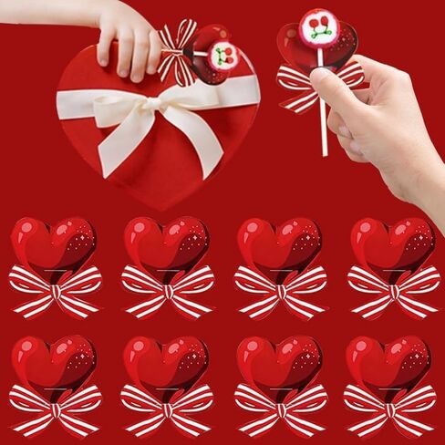 100pcsValentine's Day Decor Heart Lollipop Paper Card Valentine's Day Holiday Party Wedding Lollipop Candy Decoration in Saudi Arabia