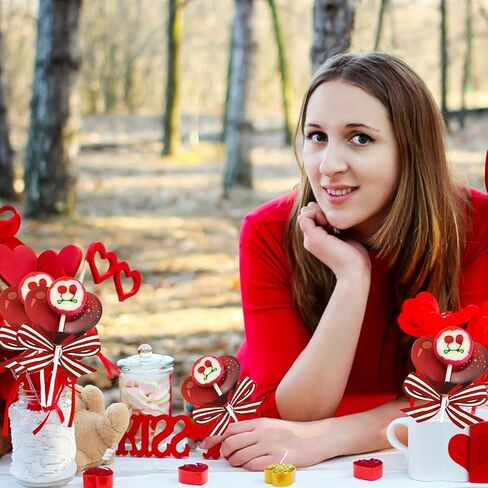 100pcsValentine's Day Decor Heart Lollipop Paper Card Valentine's Day Holiday Party Wedding Lollipop Candy Decoration in Saudi Arabia