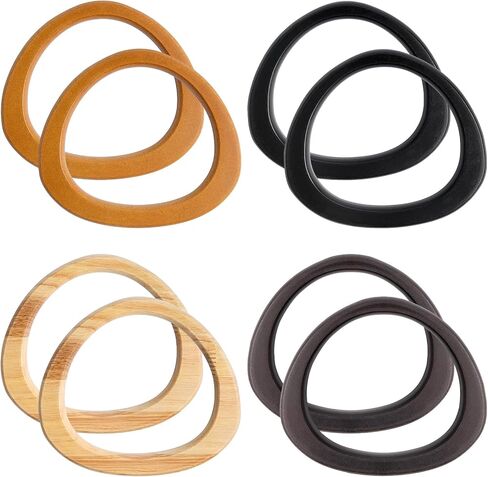 8 Pcs Wooden Purse Handle, D-Shape Bag Handles Wood Handbag Handles Replacement, Purse Making Supplies Boho Decorative Purse Handle for Crochet Straw Beach Bags in Saudi Arabia