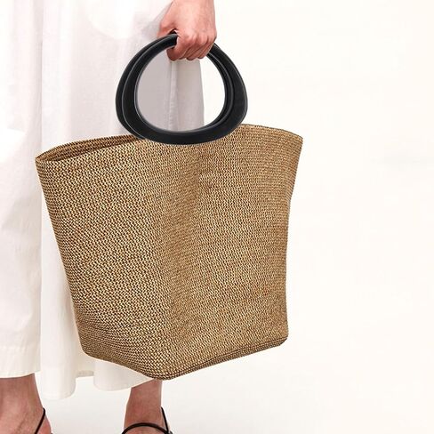 8 Pcs Wooden Purse Handle, D-Shape Bag Handles Wood Handbag Handles Replacement, Purse Making Supplies Boho Decorative Purse Handle for Crochet Straw Beach Bags in Saudi Arabia