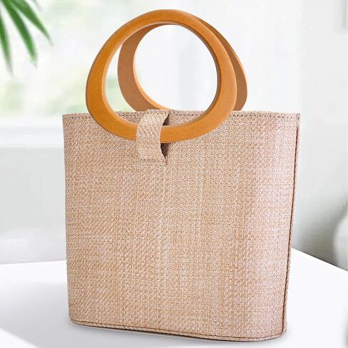 8 Pcs Wooden Purse Handle, D-Shape Bag Handles Wood Handbag Handles Replacement, Purse Making Supplies Boho Decorative Purse Handle for Crochet Straw Beach Bags in Saudi Arabia