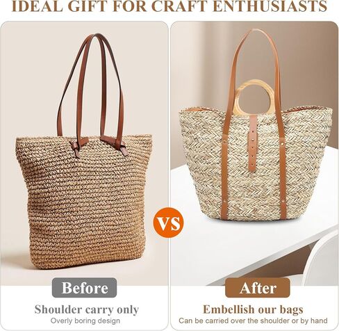 8 Pcs Wooden Purse Handle, D-Shape Bag Handles Wood Handbag Handles Replacement, Purse Making Supplies Boho Decorative Purse Handle for Crochet Straw Beach Bags in Saudi Arabia