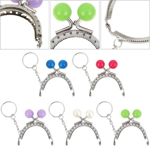 STOBOK 5Pcs Metal Purse Clasp for DIY Bag Making and Crafting Wallets Kiss Lock Coin Bag Frames with Retro Beads Purse Making Supplies in Saudi Arabia