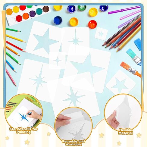 16 PCS Star Stencil Set, Large Stencils for Painting, Different Sizes Star Template for Spray Painting Fabric Walls Wood DIY Craft Canvas (Mixed Stars) in Saudi Arabia