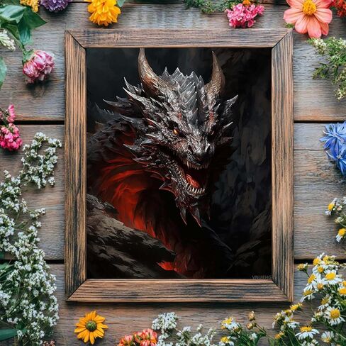 VNUIEHG Dragon Paint by Numbers for Adults, Acrylic Oil Painting by Numbers Kits for Beginner with Paintbrushes Brushes Paintwork Art Canvas for Home Decor 16x20 inch / 40x50 cm in Saudi Arabia