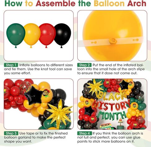 Ouddy Life 154Pcs Black History Month Decorations, History Month Balloons with Green Red Yellow Black History Printed Letter Stars Foil Balloon for African American in Saudi Arabia