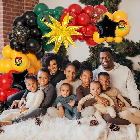 Ouddy Life 154Pcs Black History Month Decorations, History Month Balloons with Green Red Yellow Black History Printed Letter Stars Foil Balloon for African American in Saudi Arabia