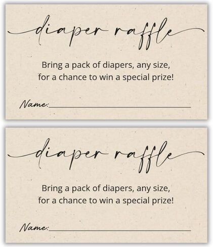 Diaper Raffle Tickets | 3.5x2 Inch | Kraft Tan | Diaper Raffle Cards | Baby Shower Game | Set of 50 in Kuwait