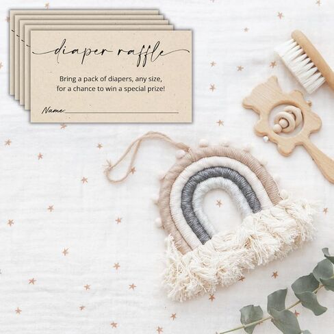 Diaper Raffle Tickets | 3.5x2 Inch | Kraft Tan | Diaper Raffle Cards | Baby Shower Game | Set of 50 in Kuwait