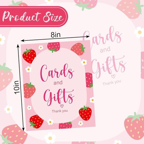 4Pcs Strawberry Table Signs Pink Red Strawberry Flower Centerpieces Watercolor Tabletop Sign for Baby Shower Birthday Party Supplies, 8 x 10 Inch in Saudi Arabia