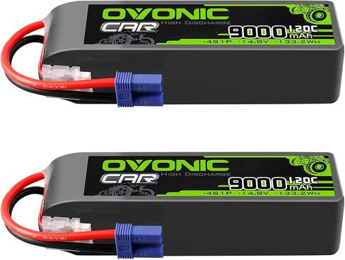 OVONIC 4S LiPo Battery 14.8V 9000mAh 120C with EC5 Plug for RC Car RC Truck Airplane Helicopter Boat Car Racing RC Hobby (2 Packs) in Saudi Arabia