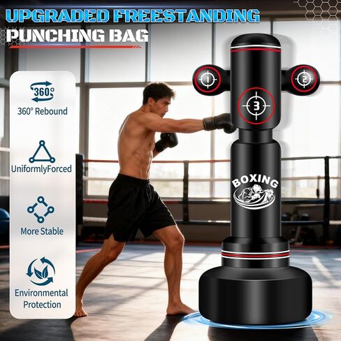 Freestanding Punching Bag with Gloves, 70'' Heavy Boxing Bag with Stand for Adult Teens, Standing Women Men Inflatable Kickboxing Bags for Beginners Training MMA Muay Thai Fitness in Kuwait