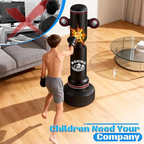 Freestanding Punching Bag with Gloves, 70'' Heavy Boxing Bag with Stand for Adult Teens, Standing Women Men Inflatable Kickboxing Bags for Beginners Training MMA Muay Thai Fitness in Kuwait