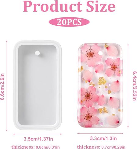 Resin Keychain Molds, 20 PCS Rectangle Jewelry Casting Molds Silicone Mold Keychain Charms Epoxy Resin-Mold Tag Resin Casting Mold for DIY Gem Cabochon, Earring, Necklace Jewelry Making in Saudi Arabia