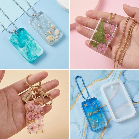 Resin Keychain Molds, 20 PCS Rectangle Jewelry Casting Molds Silicone Mold Keychain Charms Epoxy Resin-Mold Tag Resin Casting Mold for DIY Gem Cabochon, Earring, Necklace Jewelry Making in Saudi Arabia