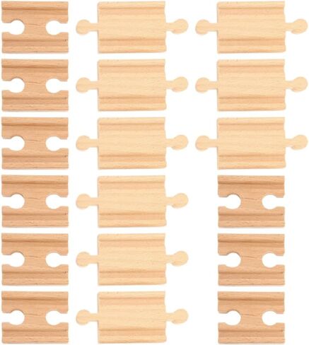 18pcs Wooden Train Track Accessories Straight and Curved Tracks for Boys and Girls Compatible Major Toy Train Brands Enhances Creativity and Motor Skills in Saudi Arabia