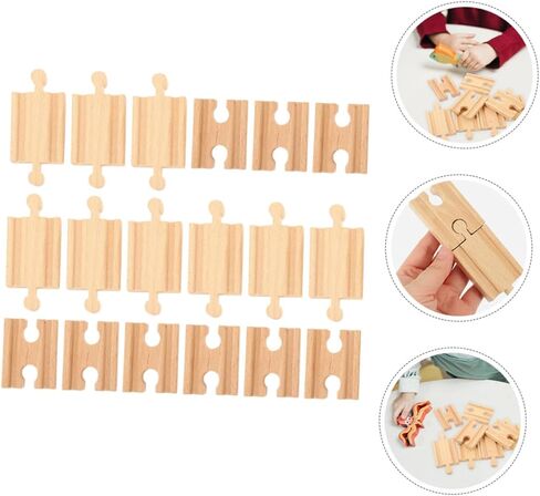 18pcs Wooden Train Track Accessories Straight and Curved Tracks for Boys and Girls Compatible Major Toy Train Brands Enhances Creativity and Motor Skills in Saudi Arabia