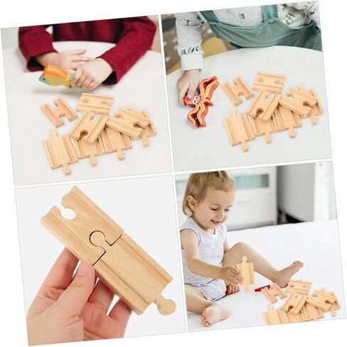 18pcs Wooden Train Track Accessories Straight and Curved Tracks for Boys and Girls Compatible Major Toy Train Brands Enhances Creativity and Motor Skills in Saudi Arabia
