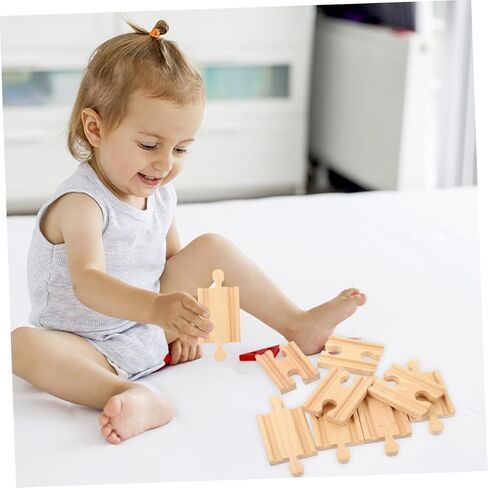 18pcs Wooden Train Track Accessories Straight and Curved Tracks for Boys and Girls Compatible Major Toy Train Brands Enhances Creativity and Motor Skills in Saudi Arabia